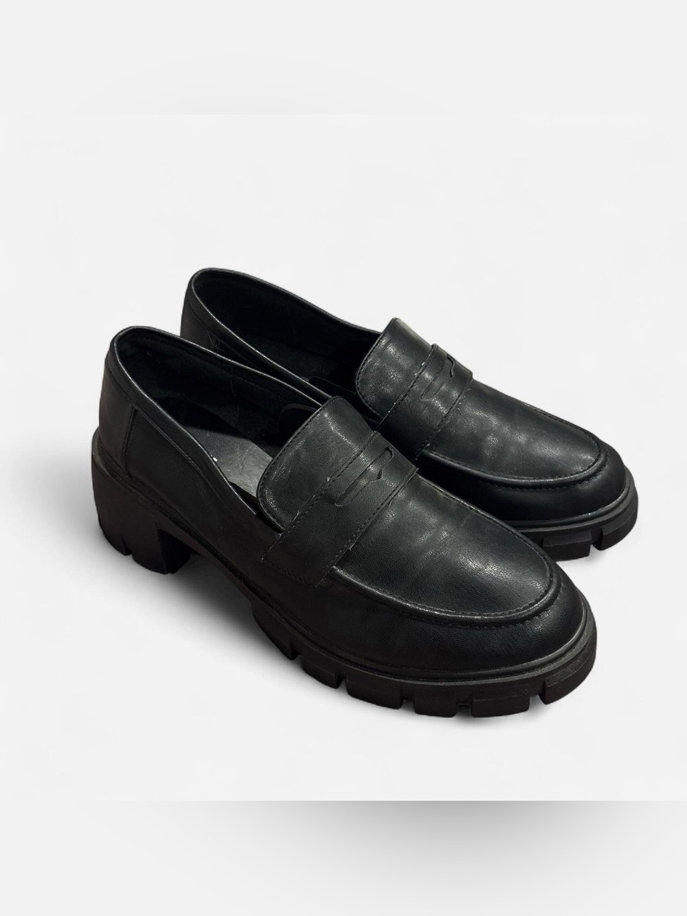 Cushionaire Black Vegan Leather Penny Loafers